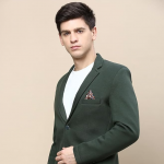 Self Design Notched Lapel Single Breasted Blazer